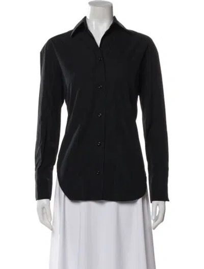 Pre-owned Callas Milano Long Sleeve Button-up Top In Gray