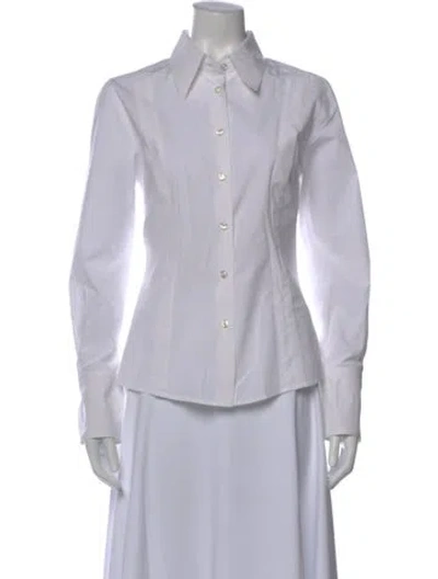 Pre-owned Callas Milano Long Sleeve Button-up Top In Gray