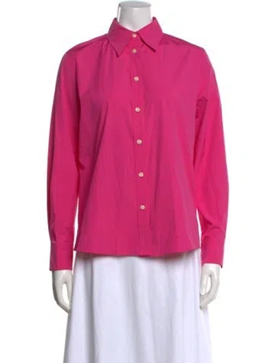 Pre-owned Callas Milano Long Sleeve Button-up Top In Pink