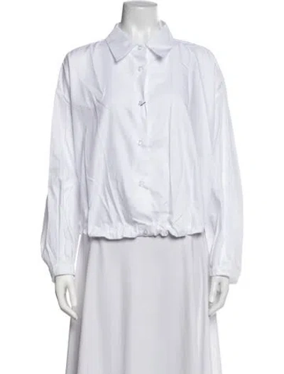 Pre-owned Callas Milano Long Sleeve Button-up Top W/ Tags In White