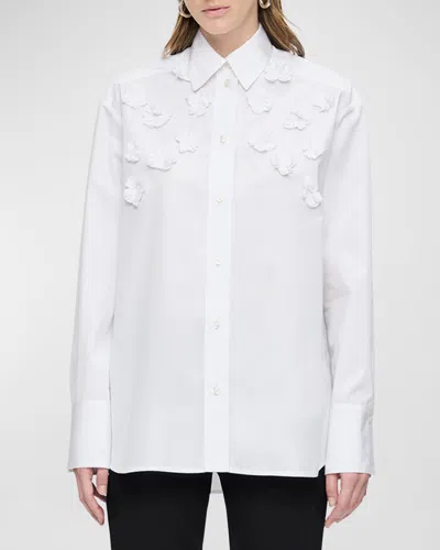Callas Milano Lyn Floral Applique Cotton Shirt In White