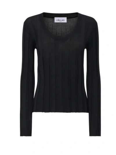 Callas Milano Margot Scoop Neck Sweater In Black
