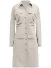 Callas Milano Marrakech Pleated Stretch Cotton Shirtdress In 中性色