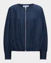 Callas Milano Marta Smocked Sleeve Bomber Jacket In Indigo