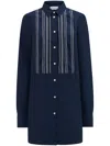Callas Milano Mattia Scallop-trim Cotton Mini Shirtdress In 蓝色