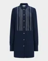 Callas Milano Mattia Scallop-trim Cotton Mini Shirtdress In Navy