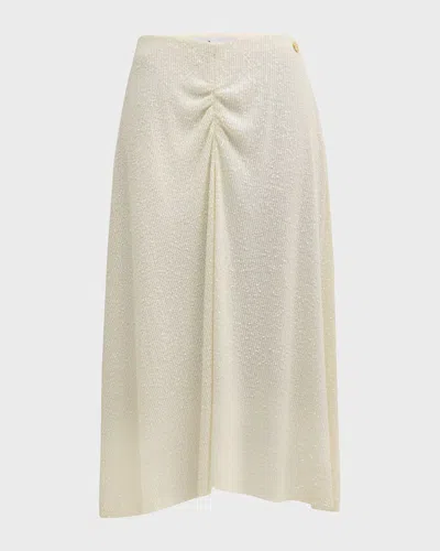 Callas Milano Nikki Ruched Sequin A-line Midi Skirt In White