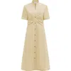 Callas Milano Noor Ruched Stretch Cotton Midi Shirtdress In Yellow