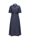 Callas Milano Noor V-neck Button Denim Midi Shirtdress