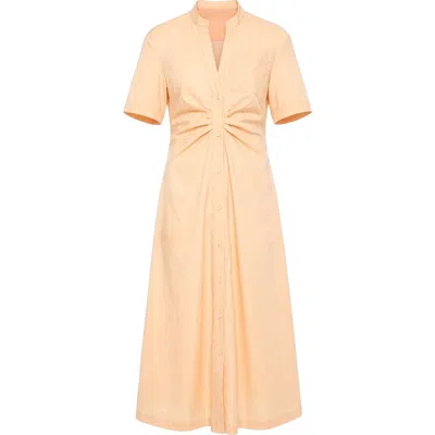 Callas Milano Noor Short Sleeve Shirtdress Oxford In Orange