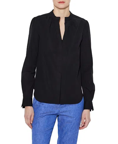 Callas Milano Olympia Long Sleeve Poplin Top In Black