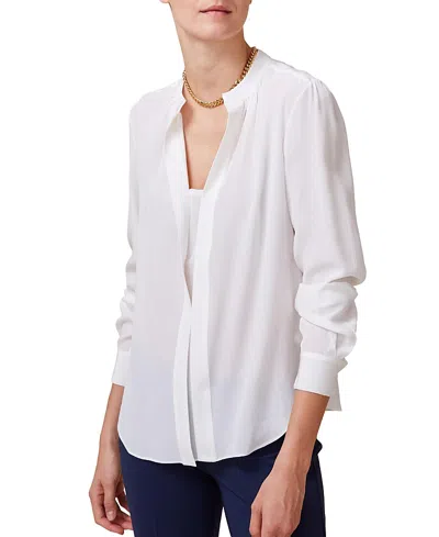Callas Milano Olympia Longsleeve Silk Top In Brown