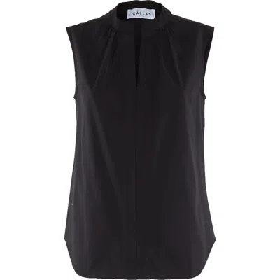 Callas Milano Olympia Poplin Shortsleeve Top In Black