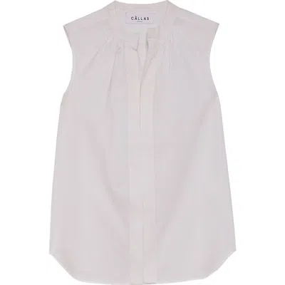 Callas Milano Olympia Poplin Shortsleeve Top In White