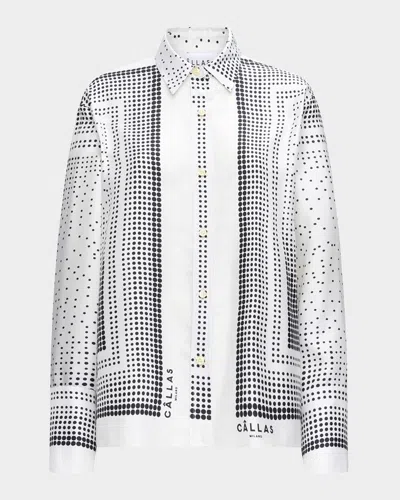 Callas Milano Paulina Dotted Silk Shirt In White