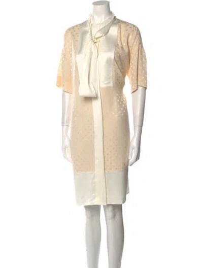 Pre-owned Callas Milano Polka Dot Print Knee-length Dress In Neutral