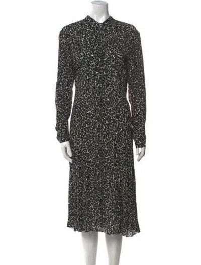 Pre-owned Callas Milano Printed Midi Length Dress W/ Tags In Black