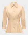 Callas Milano Rhessa Pleated Cotton Shirt In Neutral