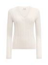 Callas Milano Rione V-neck Rib Sweater In White