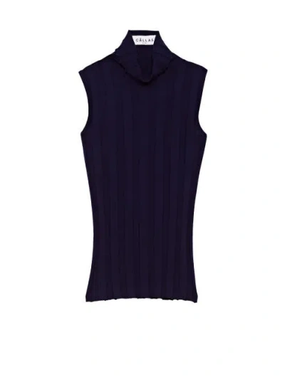 Callas Milano Romy Sleeveless Turtleneck In Blue