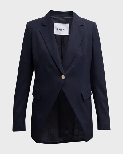 Callas Milano Roxy Single-button Twill Jacket In Navy