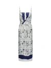 Callas Milano Samantha Seashell-print Silk Midi Dress In Blue