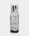 Callas Milano Samantha Seashell-print Silk Midi Dress In Multi