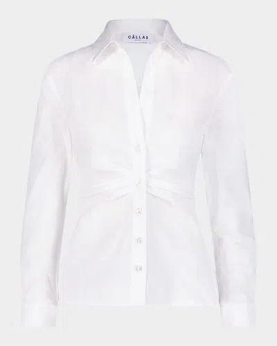 Callas Milano Savile Button-down Silk Twill Scarf Shirt In White