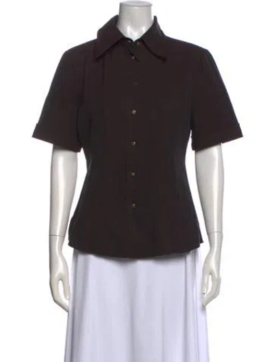 Pre-owned Callas Milano Short Sleeve Blouse In Brown