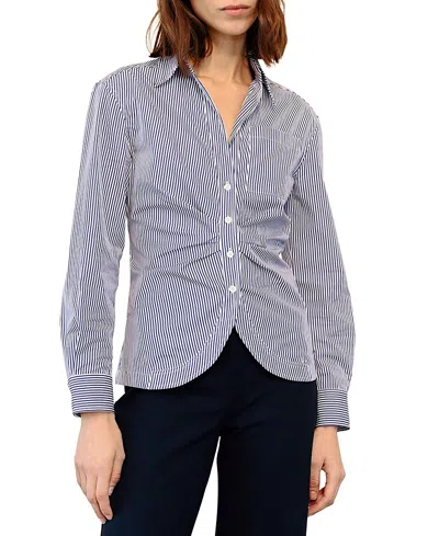 Callas Milano Sierra Classic Stripe Poplin Shirt In Gray