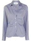 Callas Milano Sierra Classic Stripe Poplin Shirt In Navy/white In White
