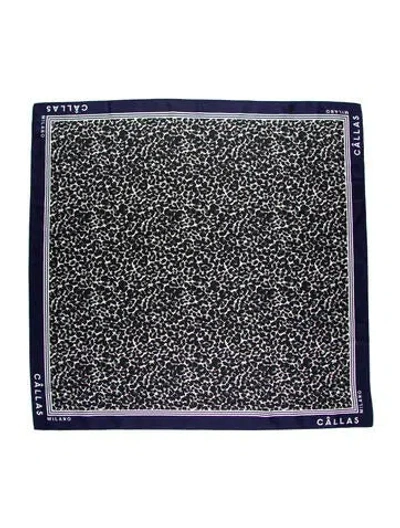 Pre-owned Callas Milano Silk Printed Scarf In Blue