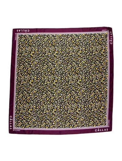 Pre-owned Callas Milano Silk Printed Scarf In Purple