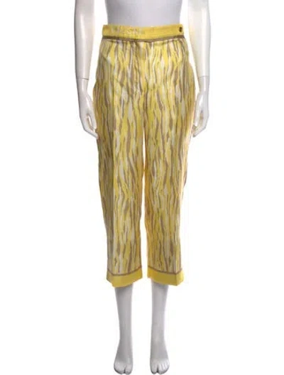 Pre-owned Callas Milano Silk Wide Leg Pants In Yellow