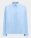 Callas Milano Sirene Button-down Silk Twill Scarf Shirt In Turquoise