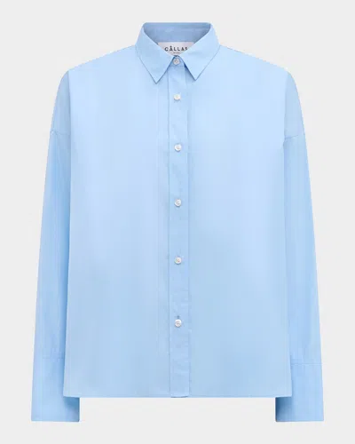 Callas Milano Sirene Button-down Silk Twill Scarf Shirt In Turquoise