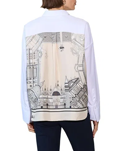 Callas Milano Sirene Poplin Shirt Venice Print Scarf Back In Multi