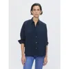 Callas Milano Sirene Poplin Shirt With Silk Twill Milano Print Scarf In Blue