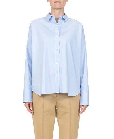 Callas Milano Sirene Scarf Front Shirt In Blue