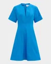 Callas Milano Sora Topstitched A-line Dress In Blue Sea