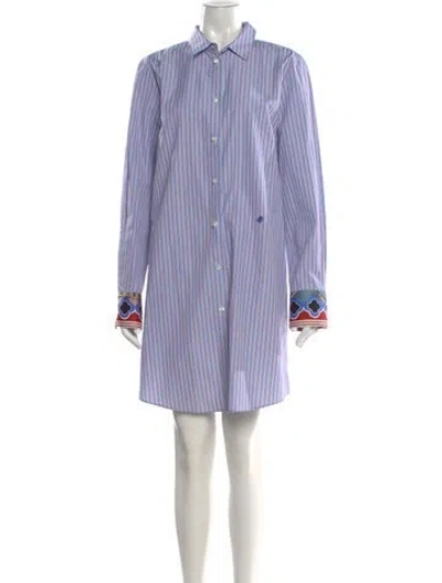 Pre-owned Callas Milano Striped Knee-length Dress In Blue