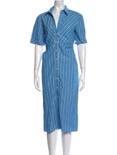 Pre-owned Callas Milano Striped Midi Length Dress In Blue
