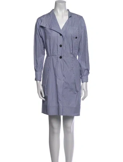 Pre-owned Callas Milano Striped Mini Dress In Blue