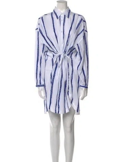 Pre-owned Callas Milano Striped Mini Dress In White