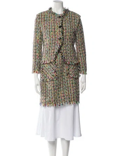 Pre-owned Callas Milano Tweed Pattern Dress Set In Yellow