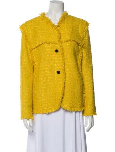 Pre-owned Callas Milano Tweed Pattern Evening Jacket In Yellow