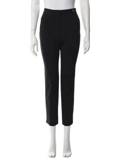 Pre-owned Callas Milano Velvet Straight Leg Pants In Black
