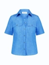 Callas Milano Vesper Stretch Denim Poplin Shirt In Blue