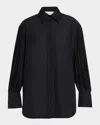 Callas Milano Viola Pleated-sleeve Voile Blouse In Black
