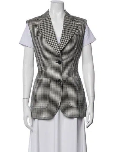 Pre-owned Callas Milano Virgin Wool Plaid Print Vest In Multicolor